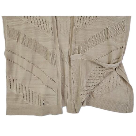 Chico's ~Woman S/M~ Beige/Tan Knit Short Sleeve Kimono Open Front Cotton Blend. - Picture 6 of 11